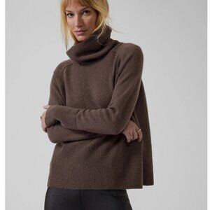 Athleta Wool Cashmere Aspen Turtleneck Sweater Brown XS
